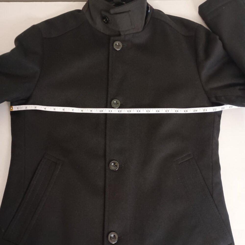 Hugo Boss Wool Cashmere Coat with Inner Bib & Ribbed Collar Size 40R EUC - Picture 12 of 16